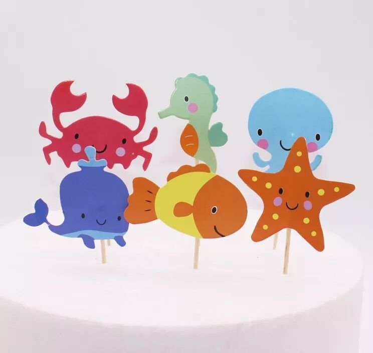 Drapeau décoratif animal marin Petit crabe Starfish Inserts de croustilles enfichables 24pc B