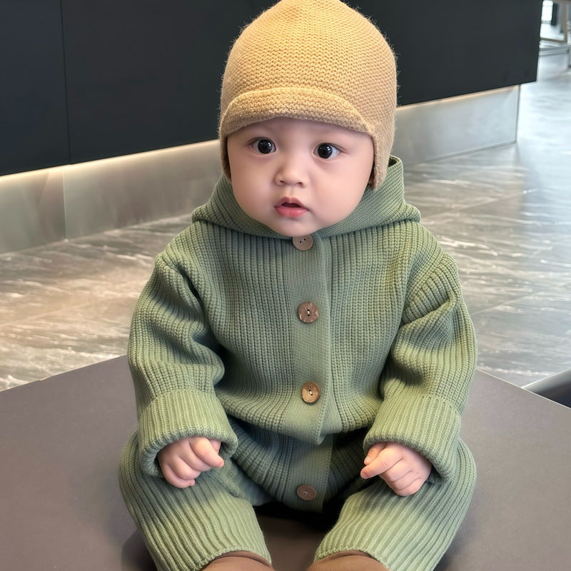 Bodysuit bébé Laine tricotée chaude Romper longue couture vêtements bébé