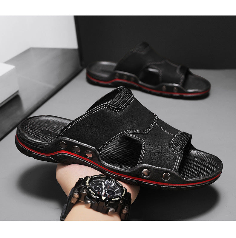 Sandales désodorisantes pour hommes en cuir véritable