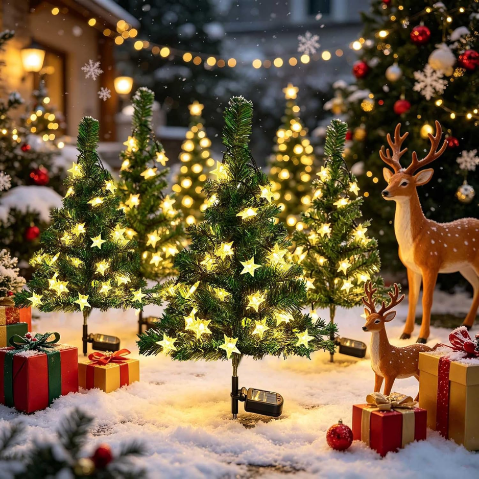 2-Pack Solar Christmas Tree Stake Garden Lumières