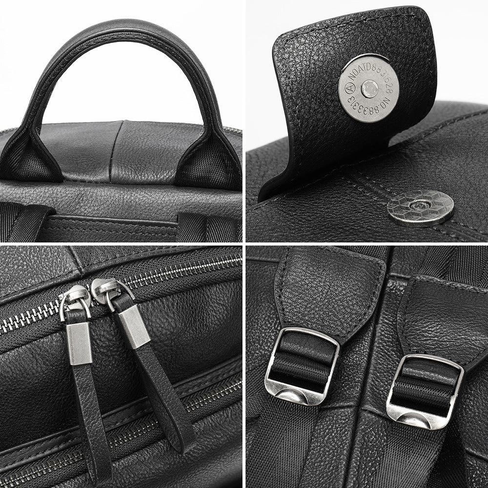 Sac à dos en cuir de vache pour hommes avec compartiments d'entreposage