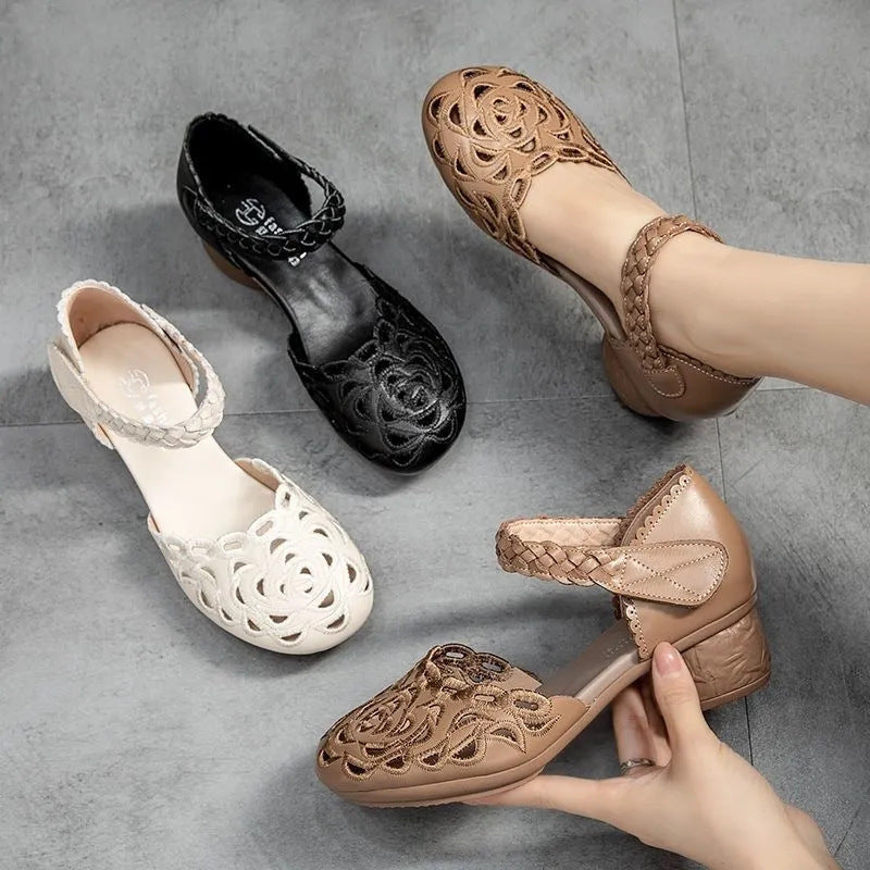 Femmes Mode polyvalent orteil rond Hollow-out chaussures plates