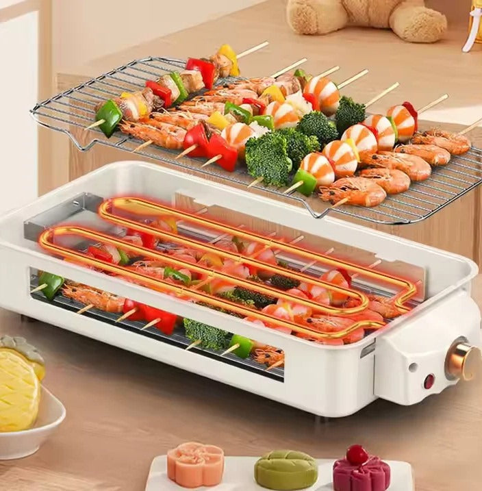 1500W Barbecue électrique Grill 2 En 1 BBQ intérieur plaque de grip sans fumée