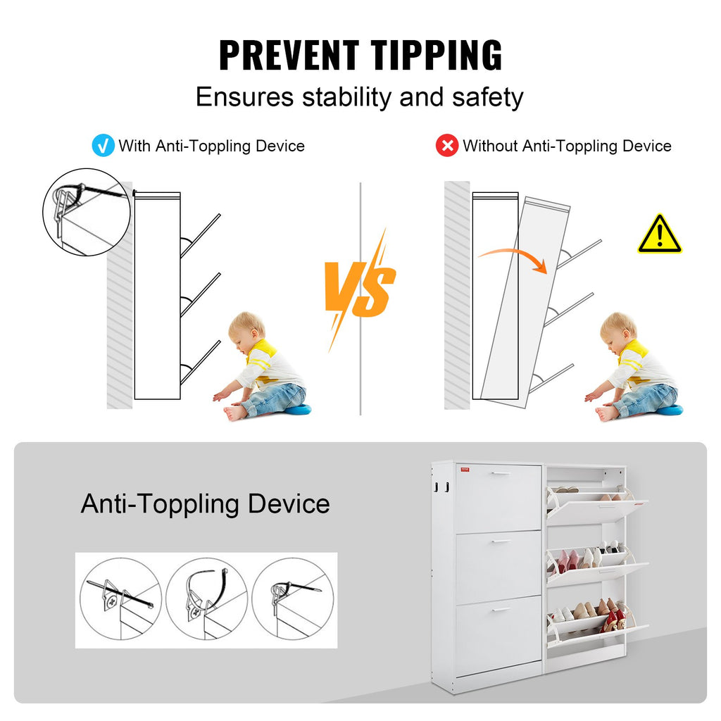 Cabinet de chaussures VEVOR avec 3 tiroirs