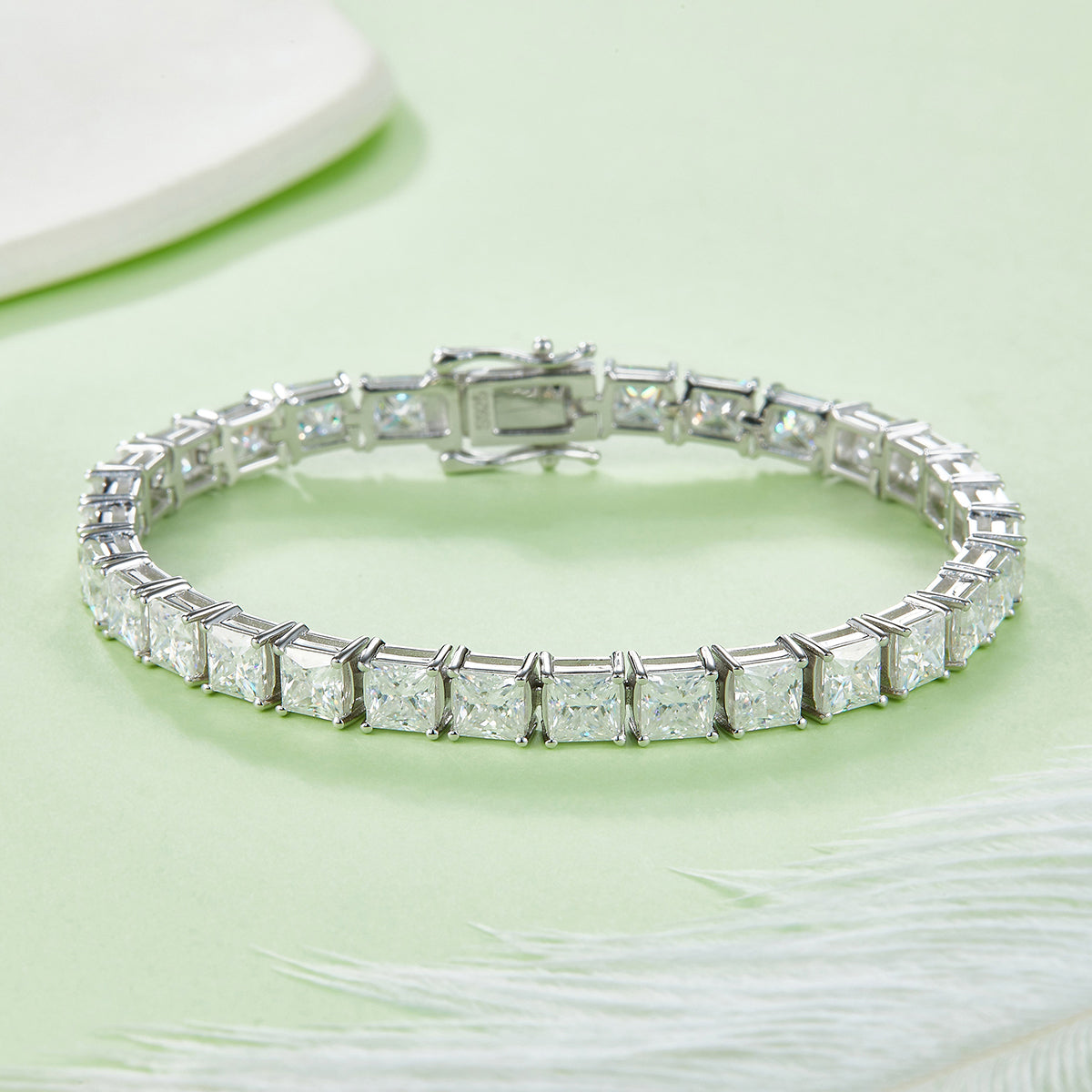 S925 Argent Sterling 4,5x4,5mm Princess Cut Moissanite Tennis Bracelet D Couleur VVS1 16-18-