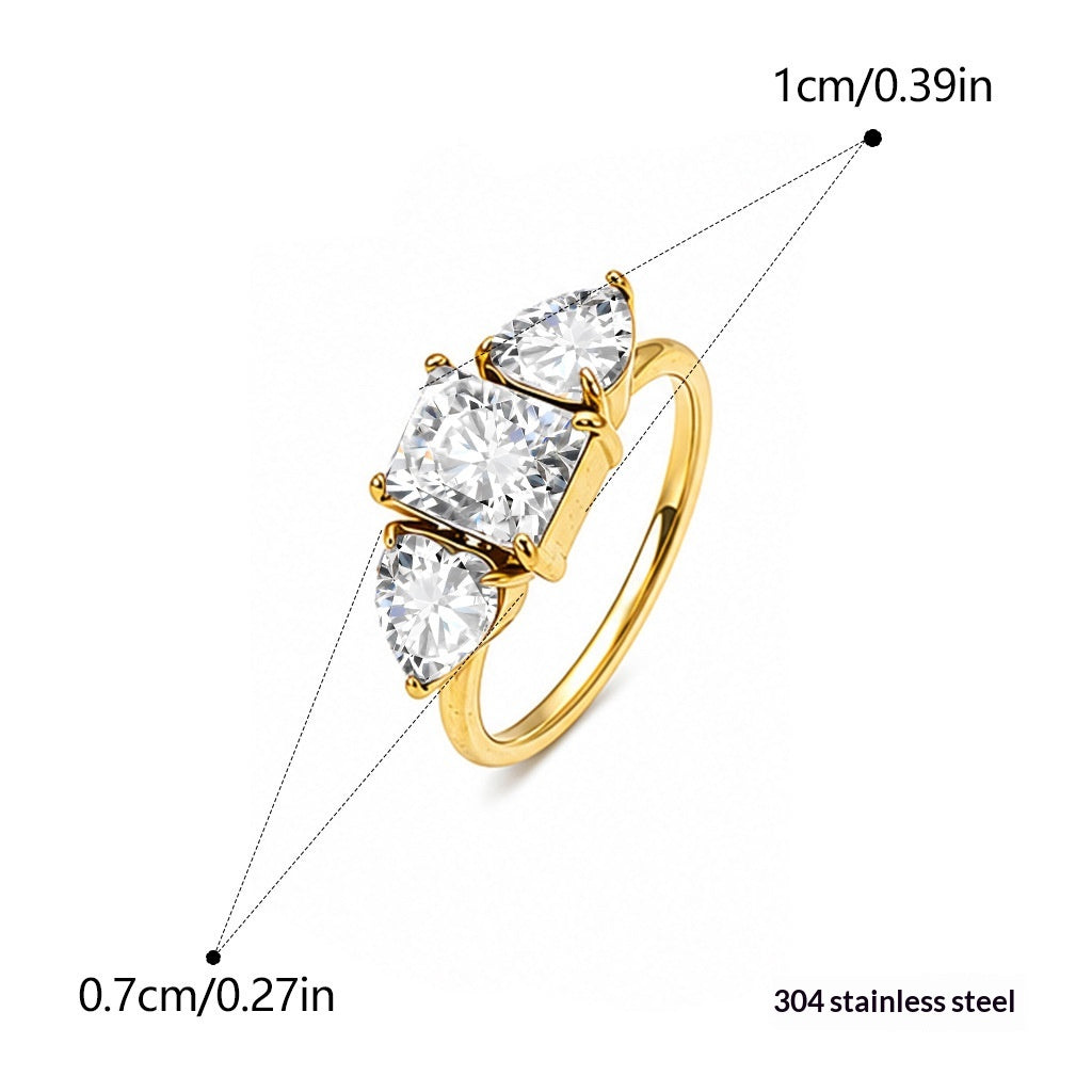 Anneau de titane en acier inoxydable Zircon pour femmes
