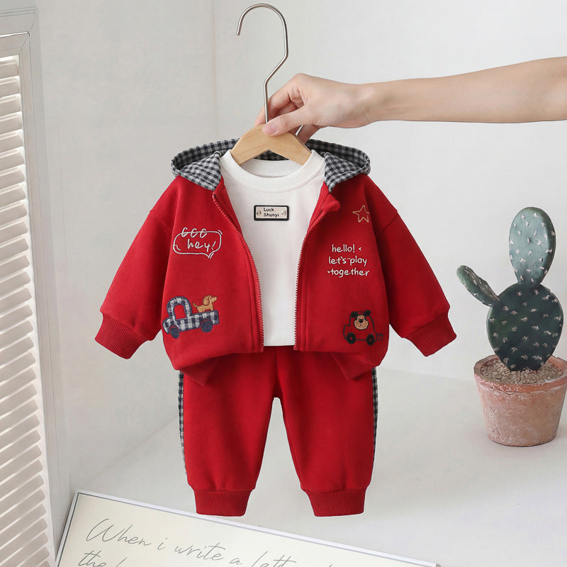 Veste à capuche élégante à trois pièces pour garçon