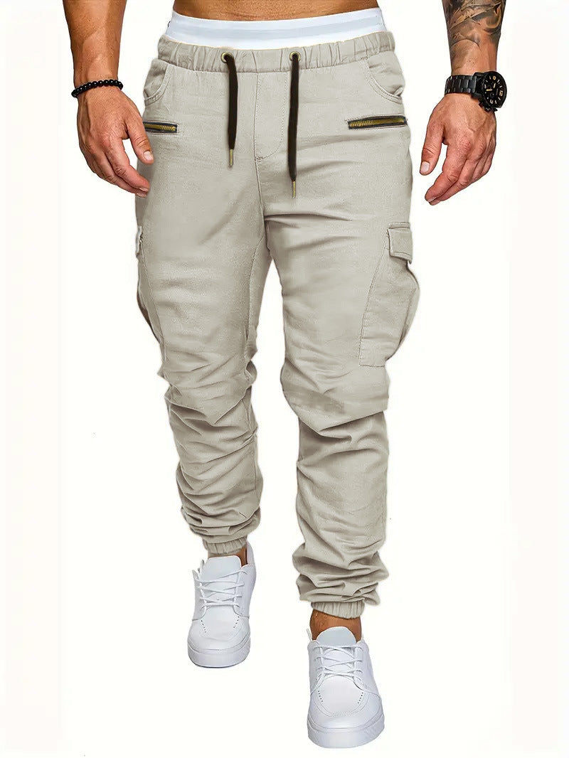 Pantalons de fret occasionnels multi-poches pour hommes avec des menottes