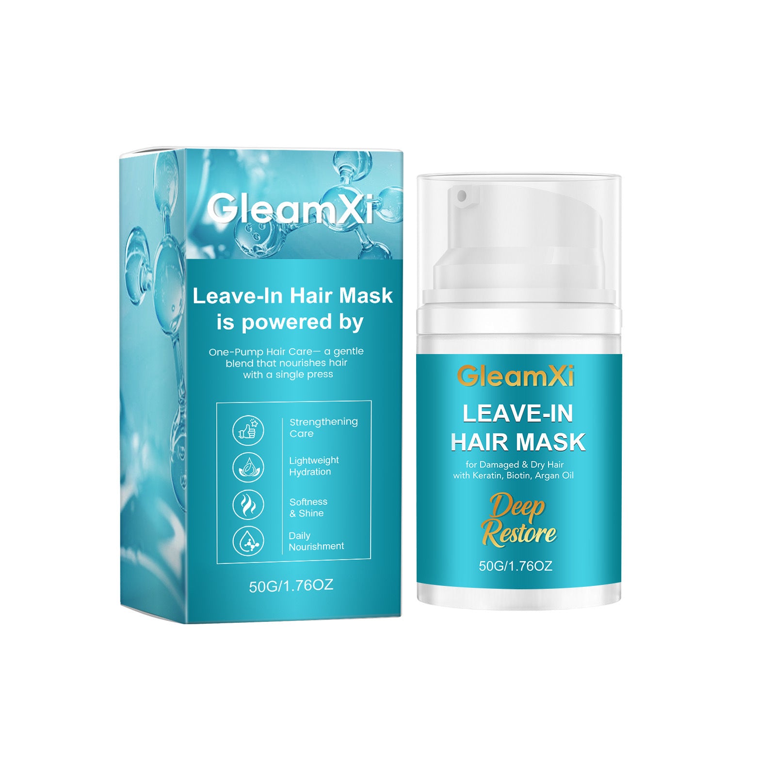 Gleamxi Keratin Leave-In Hair Masque Soin pour cheveux friscents