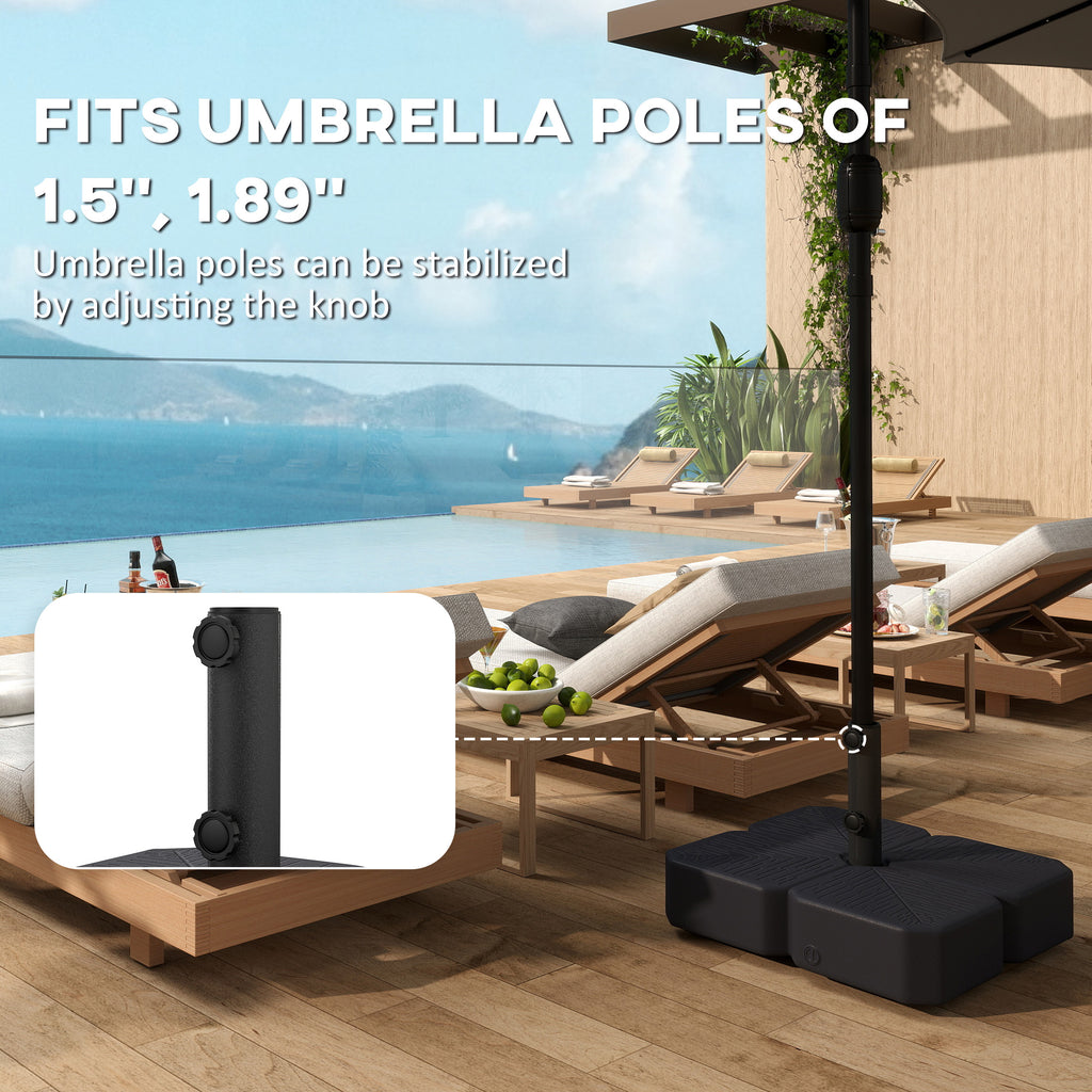 Base parapluie Patio avec roues Support parapluie extérieur pour pôles de 1,5"/1.9" Noir