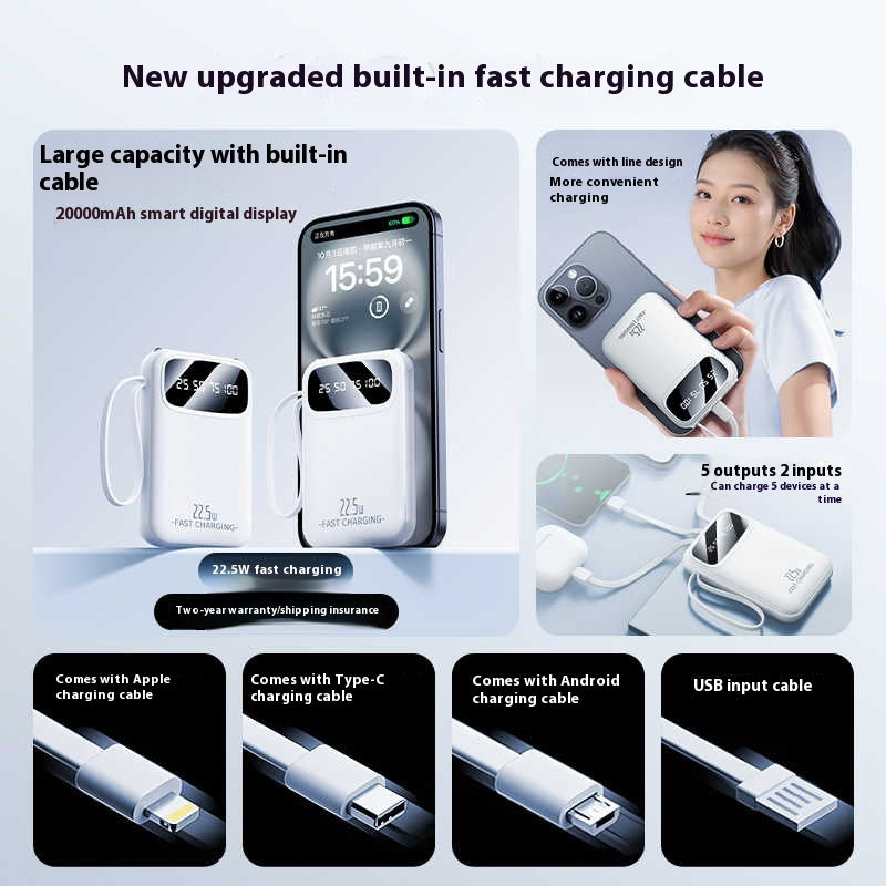 Compact and Portable High-Capacity Portable Power with Cable