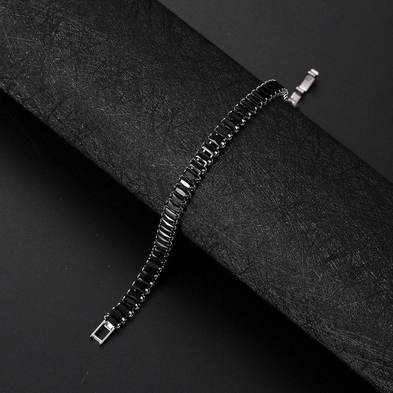 Bracelet de tennis noir de luxe Zircon Élégant geométrique laiton bijoux Femmes Party Mariage Da