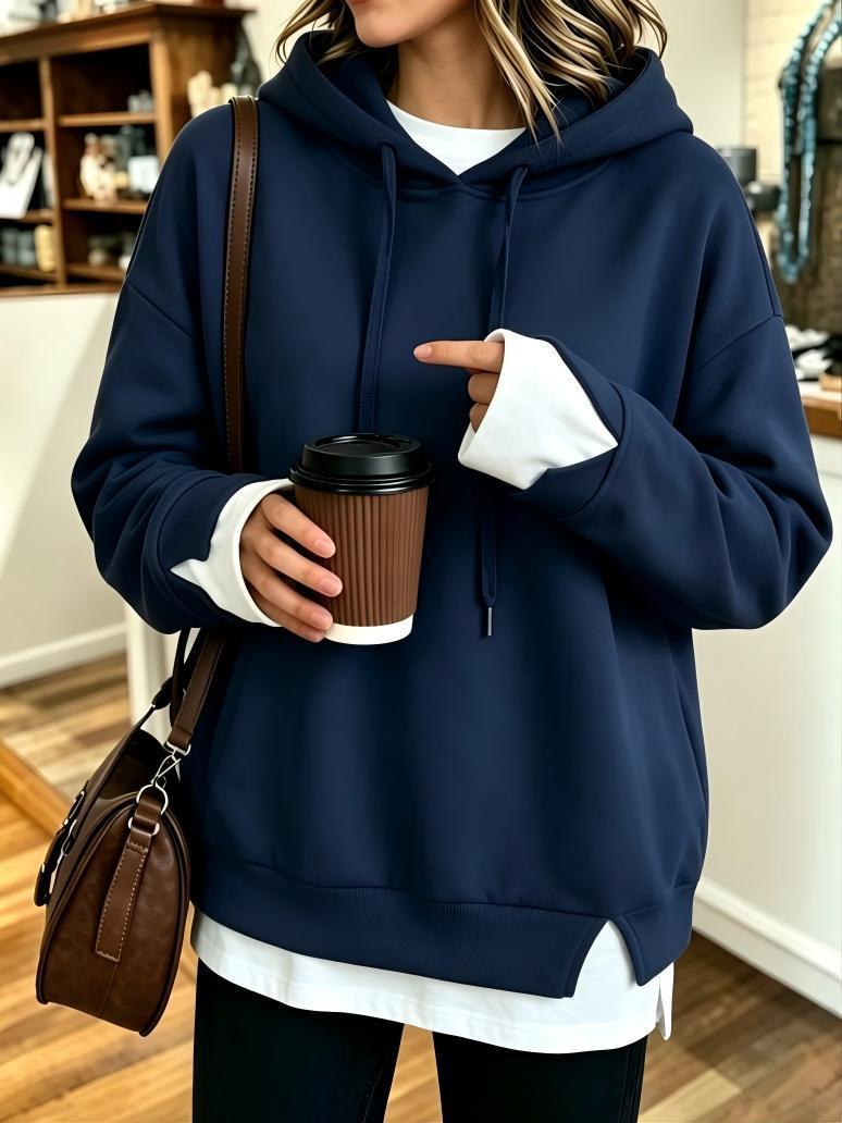 Automne-hiver Femmes Faux Sweat à capuche deux-pièces