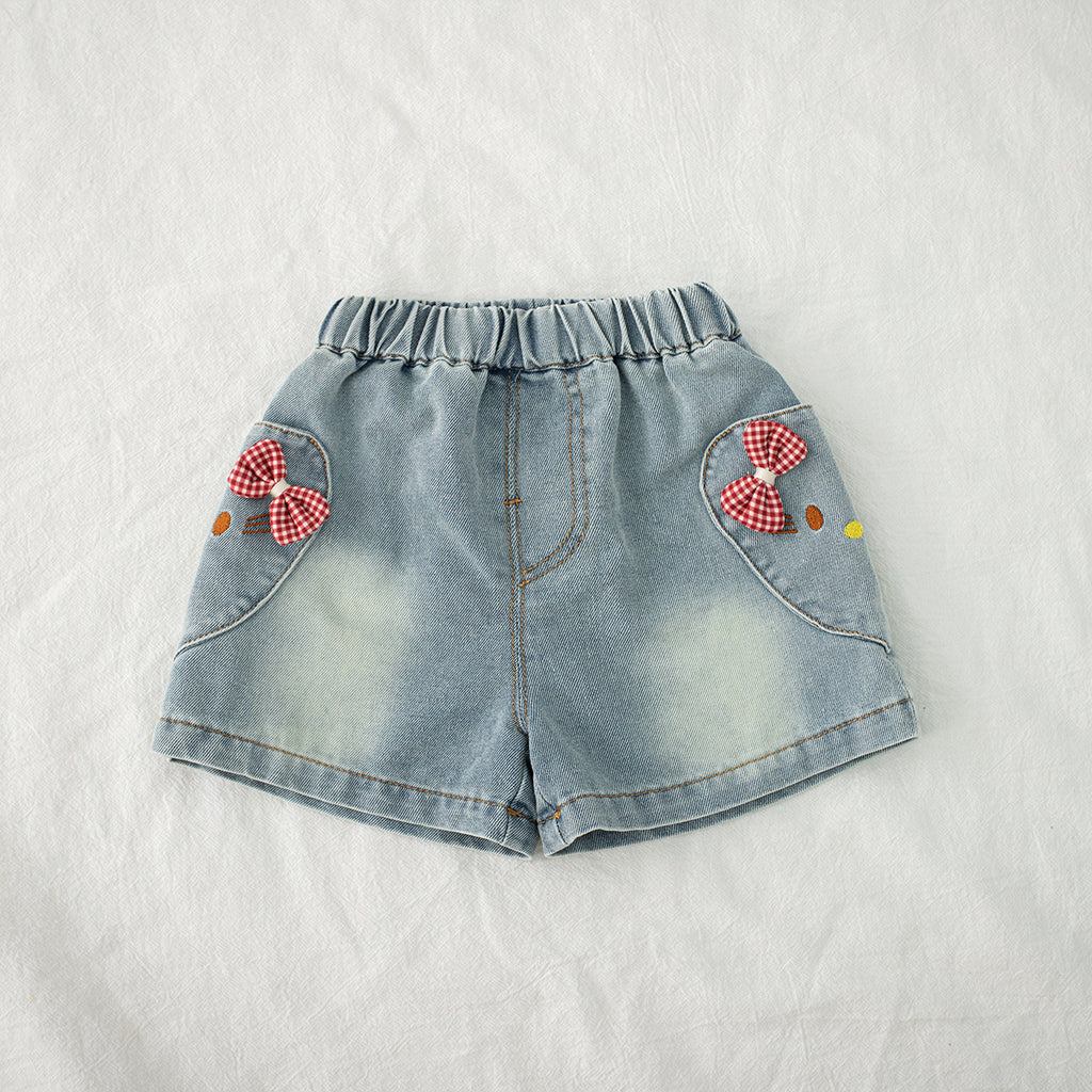 Chemise à poupée à nœuds d'eau Short en denim Ensemble en deux parties