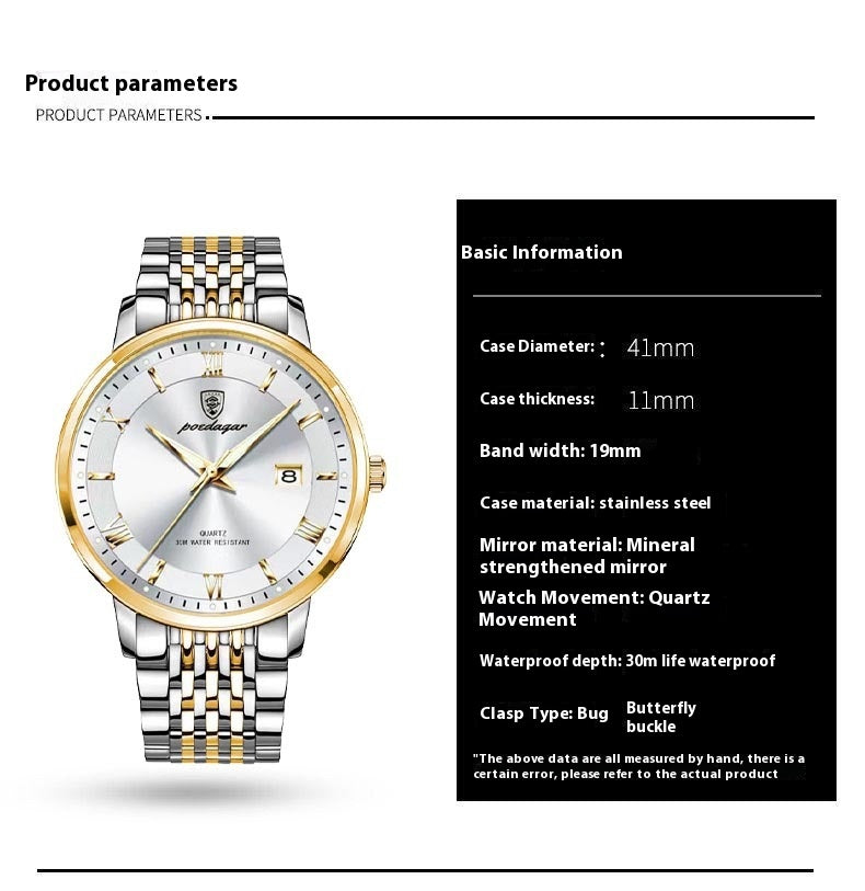 Montres Homme Imperméable Calendrier lumineux Montres Quartz