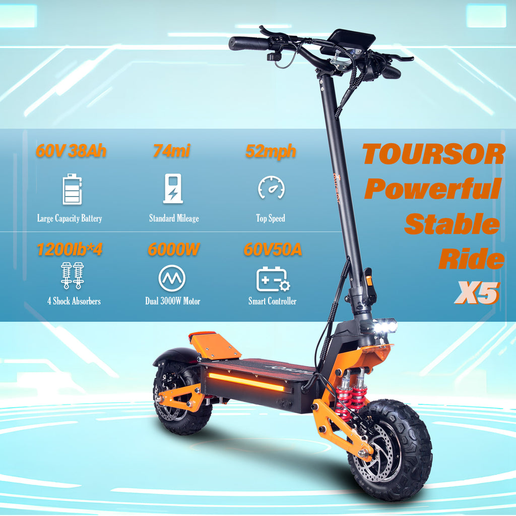 X5 Pro 3000W 60V 40Ah 11 pouces hors route Scooter électrique avec NFC