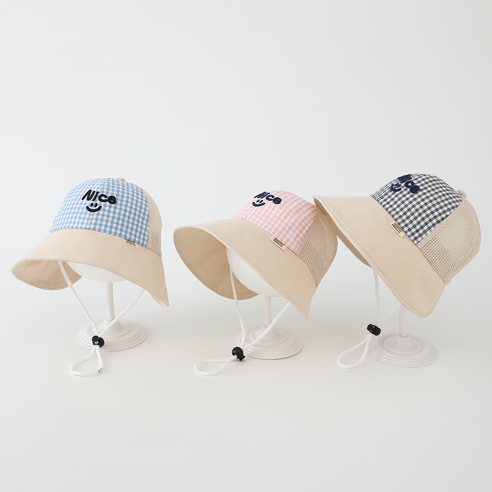 Été Garçons' et les filles' large bordé rayé brodé lettre style casual pêche chapeau F