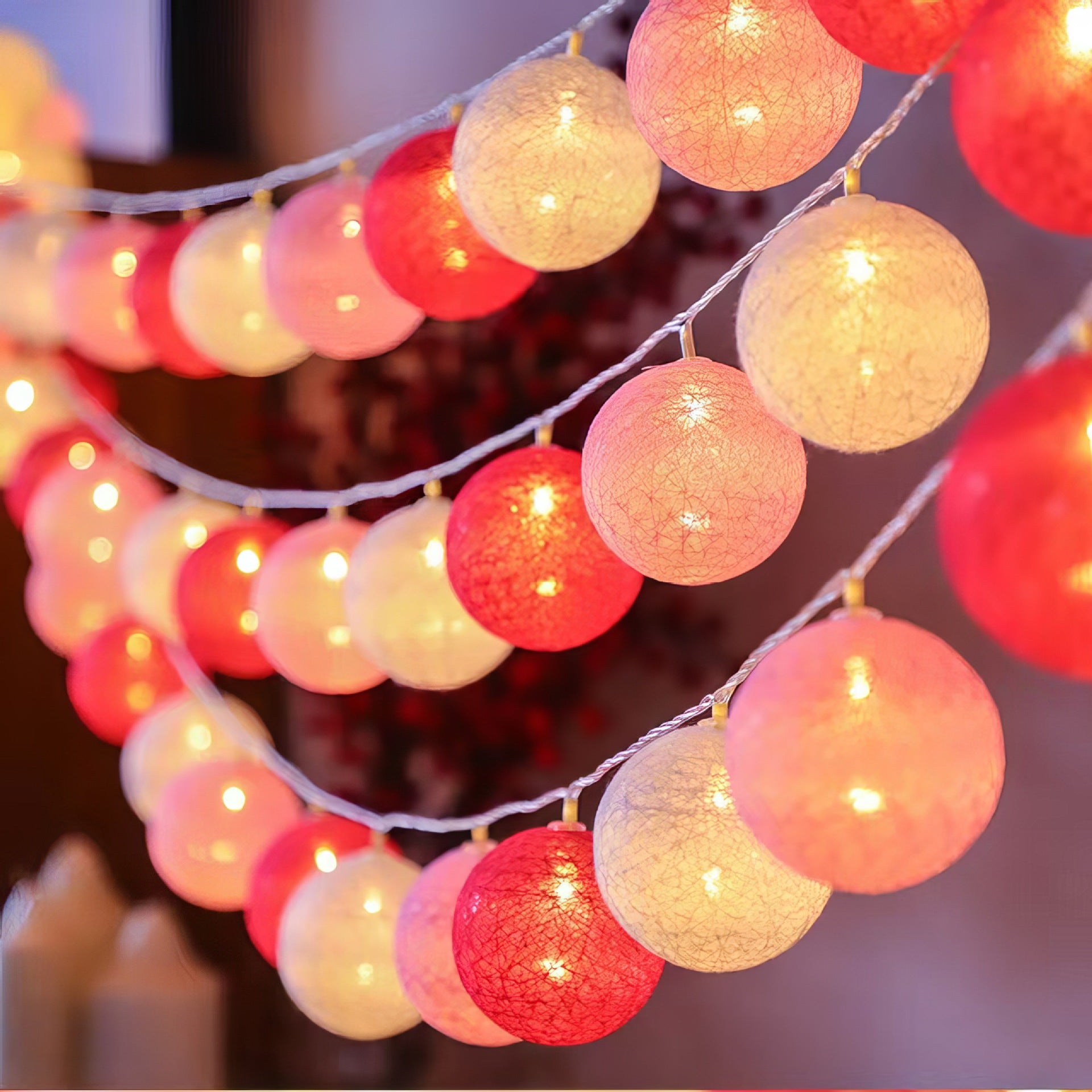 LED Cotton Ball String Lights