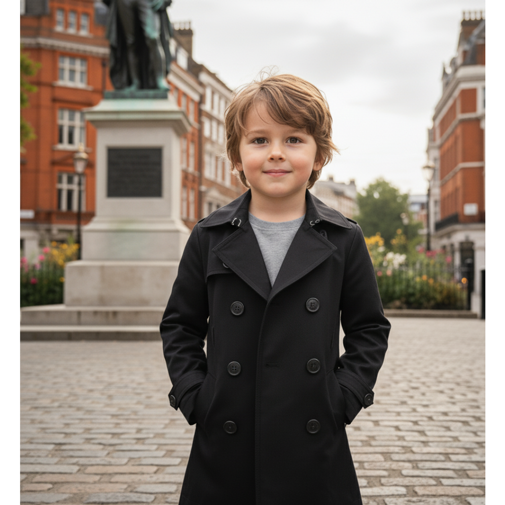 Kids' Double-Breasted Cotton Trench Coat - 4-9 Years