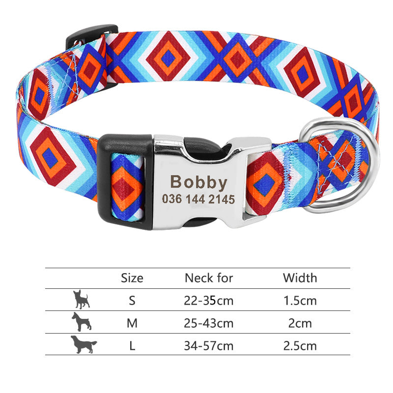 Collier de chien réglable en nylon Chiens personnalisés