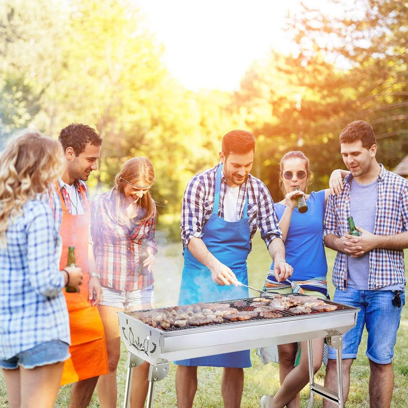 BBQ pliant Barbecue Barbecue Grill Acier Inox Jardin Pique-nique Camping Poêle