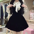 Robe de velours noir Femmes Puff Jupe