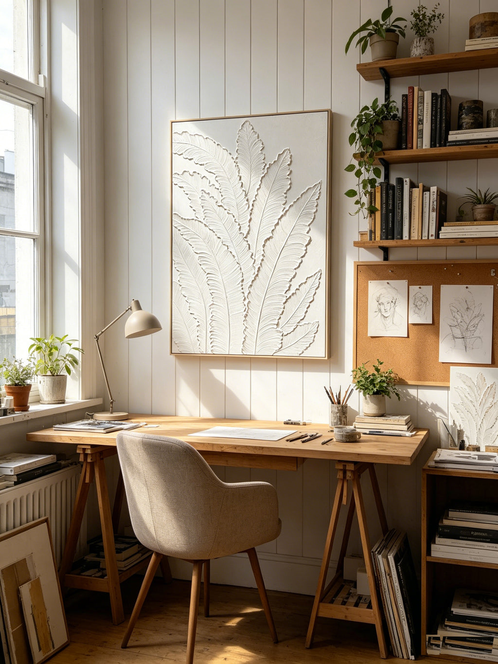 24x36 Art mural de feuille botanique encadrée