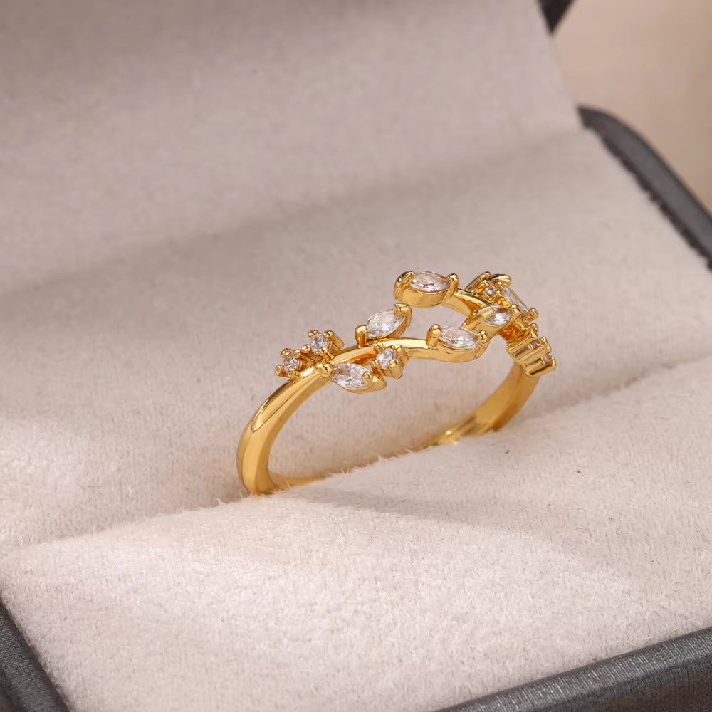 Hot-Selling 18K Gold-Plate entièrement diamante Luxury Non-Fading Anneau ouvert pour les femmes