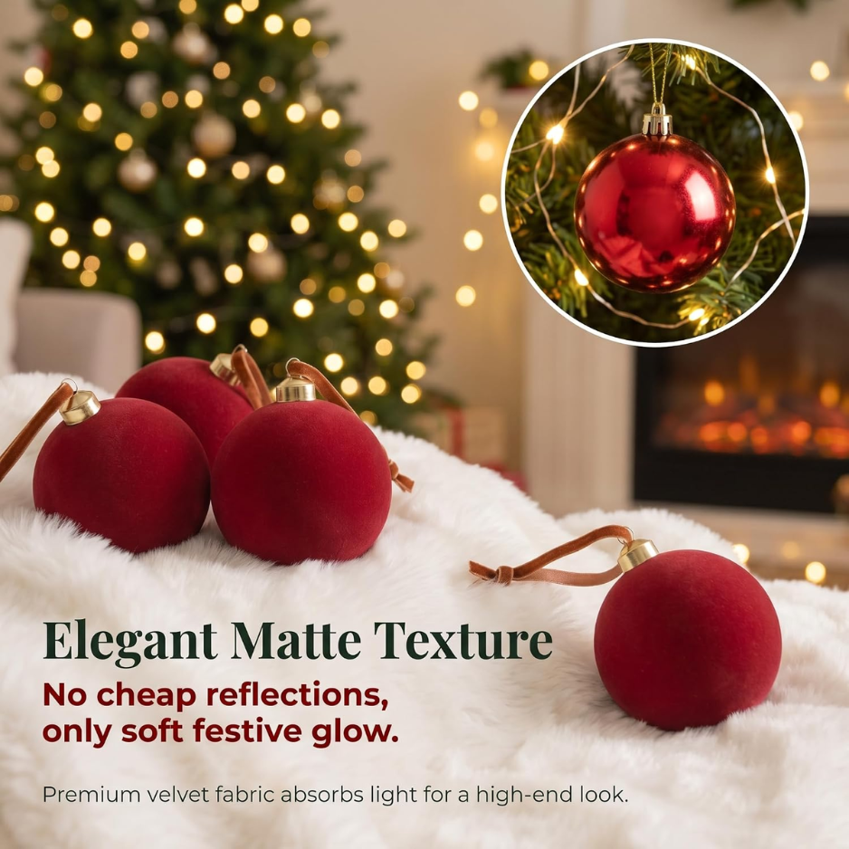 15 Pcs Red Velvet Décorations de Noël Balles