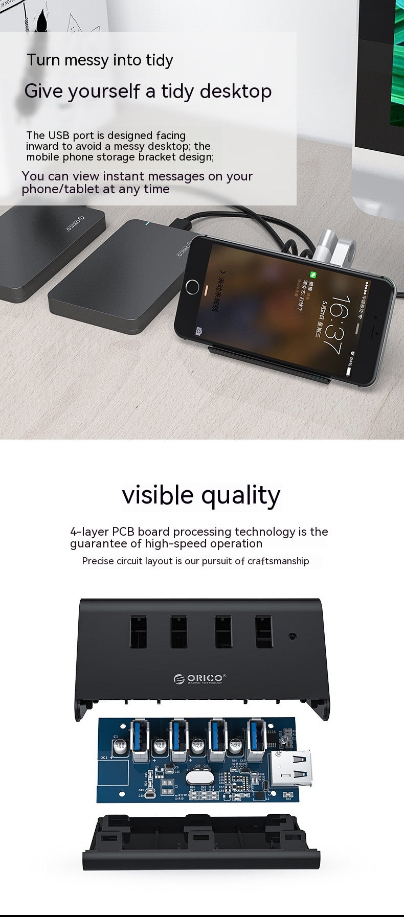 Déconcentrateur USB Support haute vitesse Multi-interface Hub externe