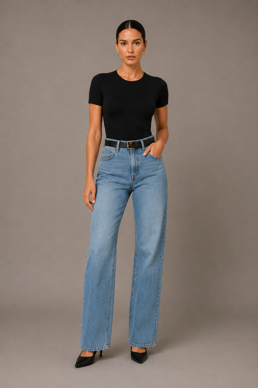 Bodysuit à manches courtes en col rond pour femmes Soft Stretch Basic Fitted One Piece Top