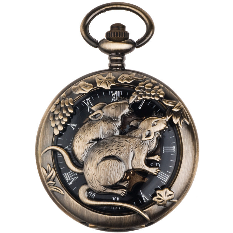 Montre 12-zodiac-animal de secours mécanique squelette avec cadran numérique romain