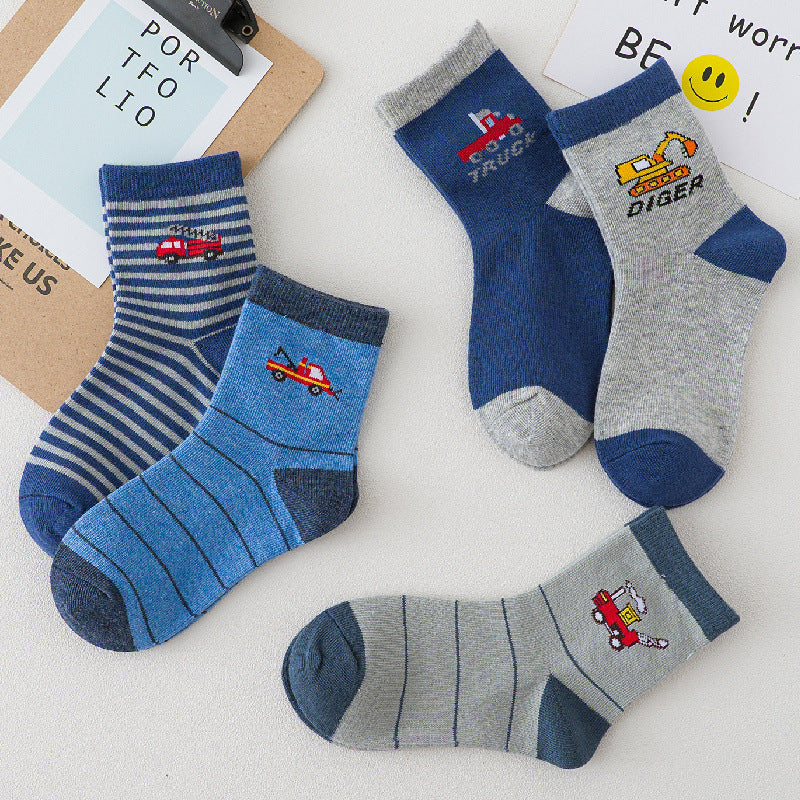 Chaussettes de caricature garçon printemps et automne en coton