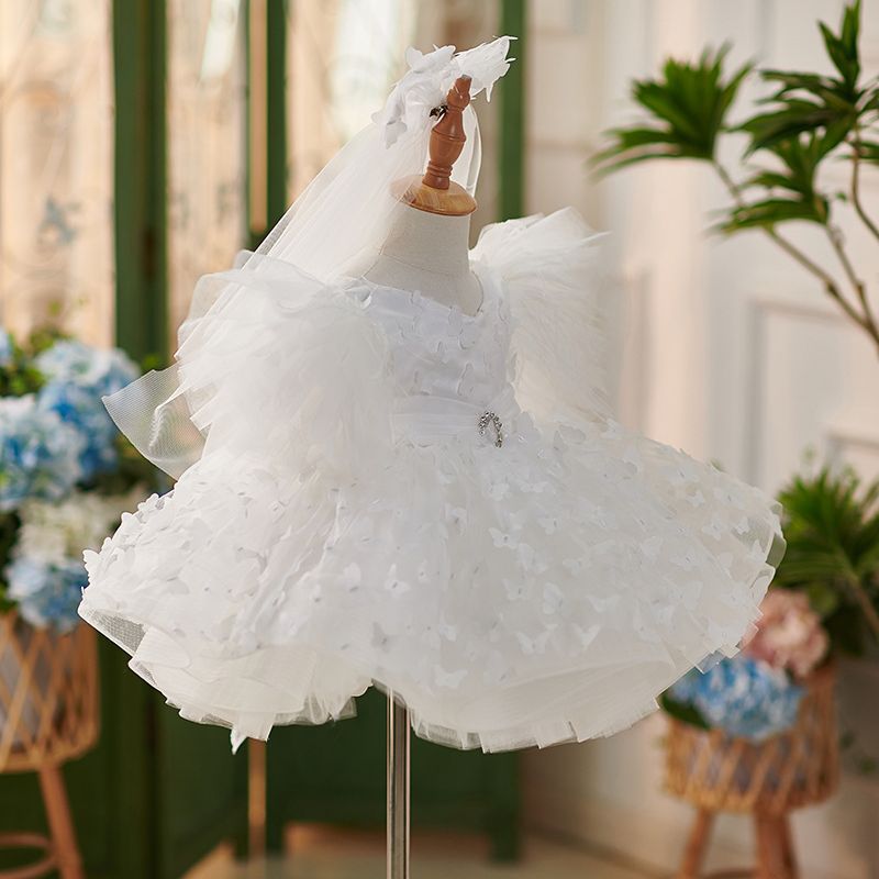 Robe de fille Princesse blanc polyester fibre