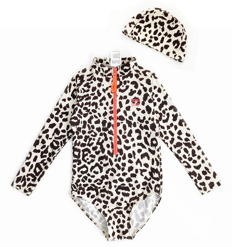 Leopard Print Manches longues Maillots de bain parent-enfant