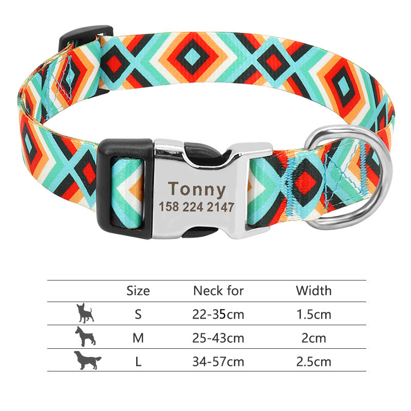 Collier de chien réglable en nylon Chiens personnalisés