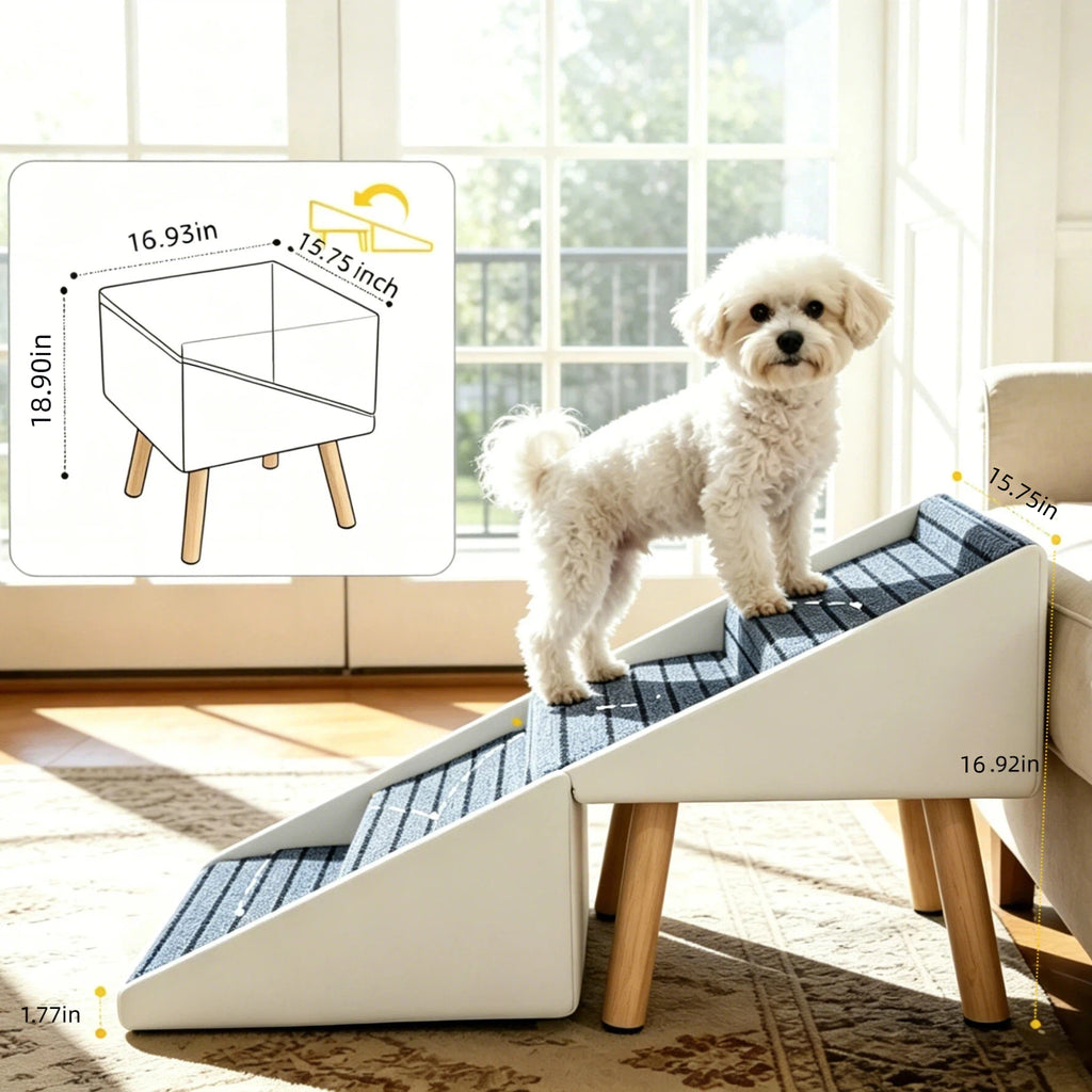 2-en-1 Échelles de chien pour lit et canapé 18,89" Rampe de chien pliable pour canapé 4 marches et Ottom