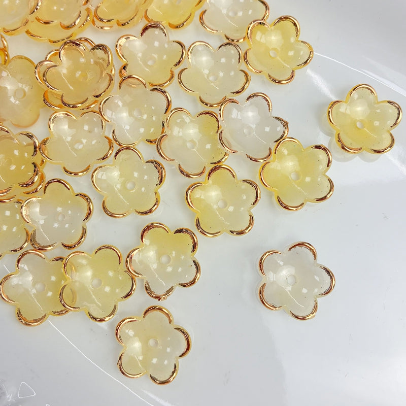 Perles de fleurs acryliques dorées à deux tons