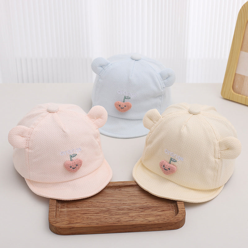 Printemps et été Mesh respirant bébé doux Brimmed Bow Cap lettres brodées Cute Cherr