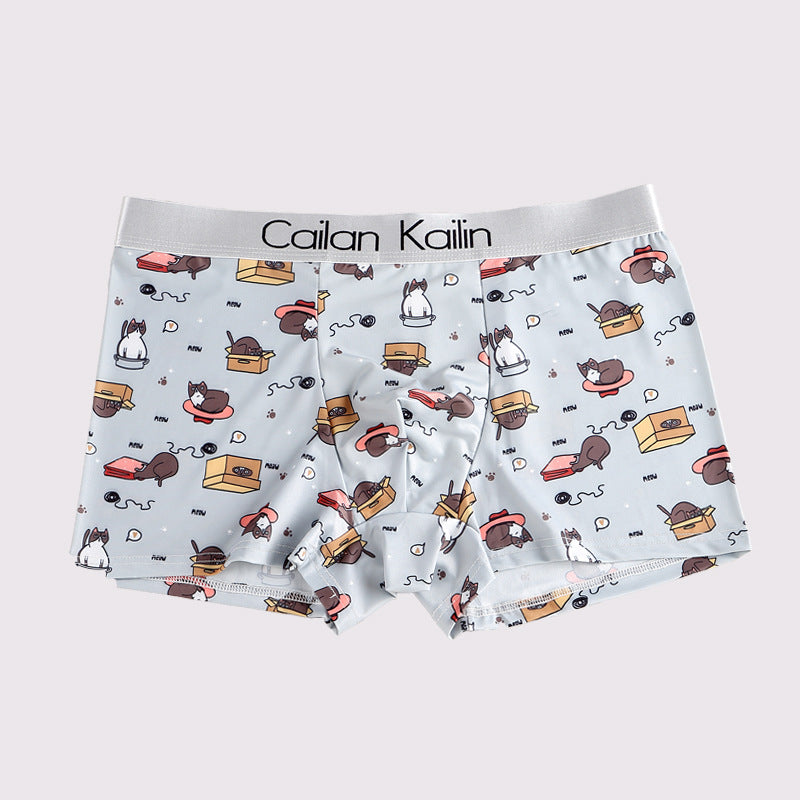 Sous-vêtements en soie de glace imprimé hommes et mignons