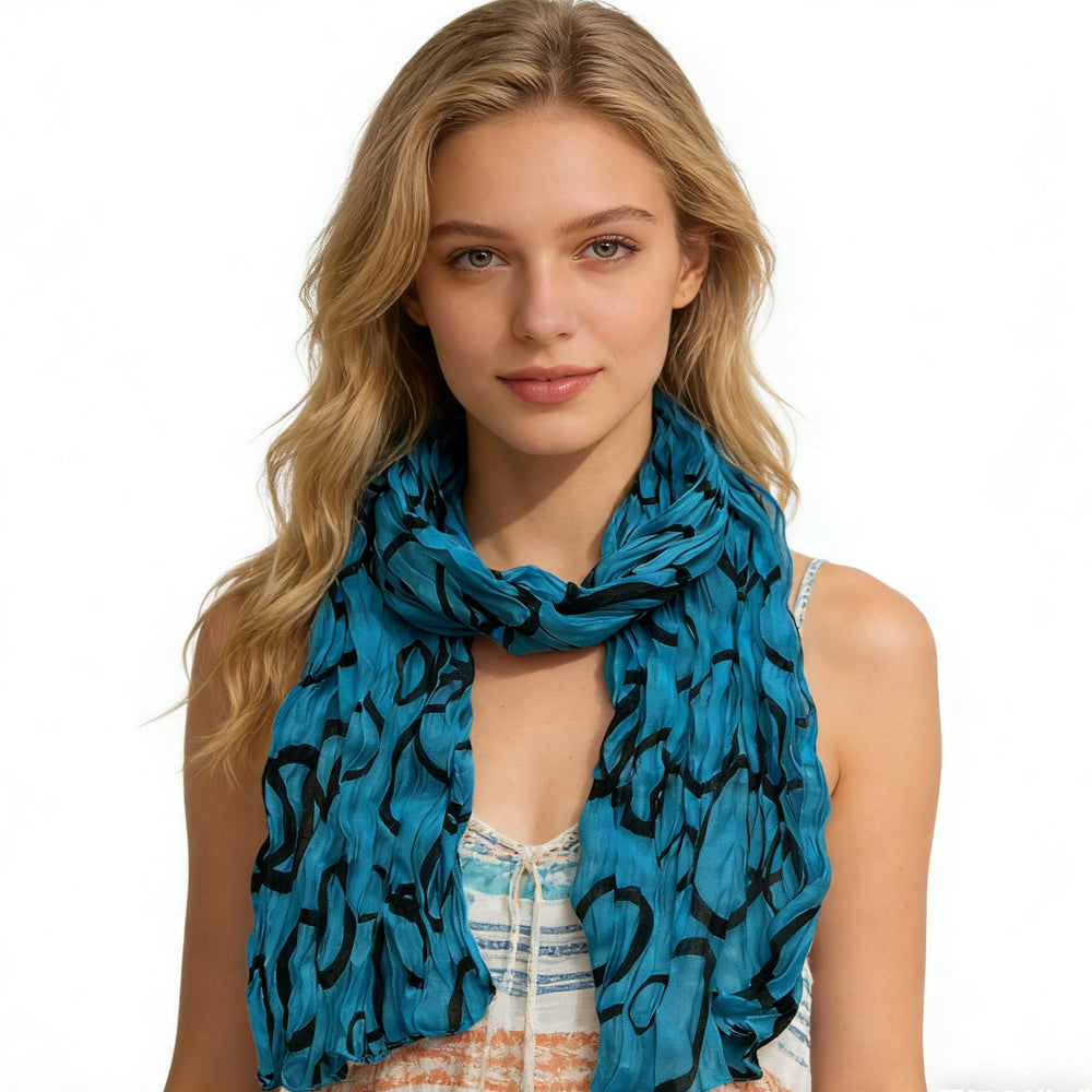 Écharpe à friser imprimée en turquoise de 2pcs