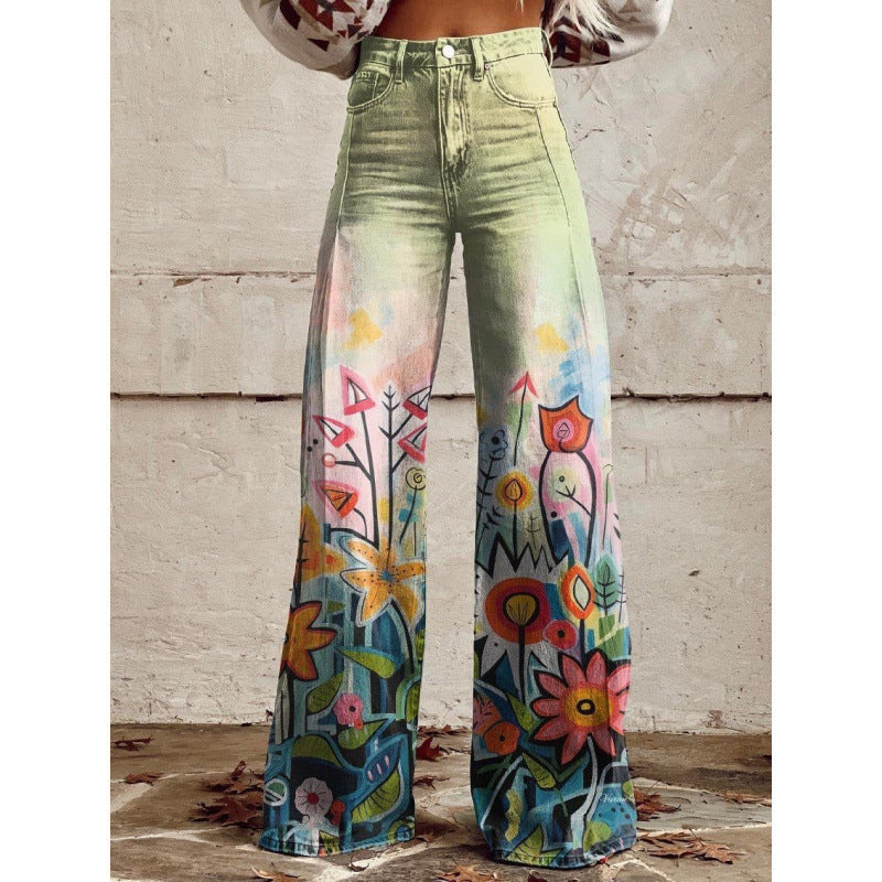 Pantalons de denim imprimés pour femmes