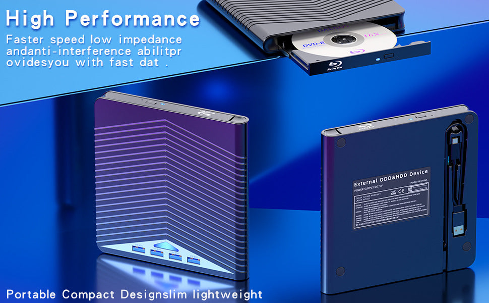 Disque externe CD DVD pour PC Ordinateur portable Windows 11 10 USB 3.0 graveur lecteur