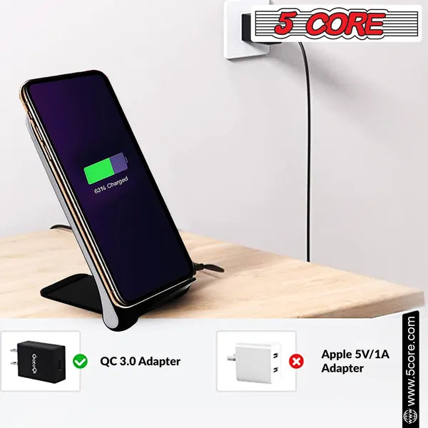 5 Core Wireless Chargeur 10W Max Fast Wireless Charge Pad Verre Paire supérieure Boostcharge Slim