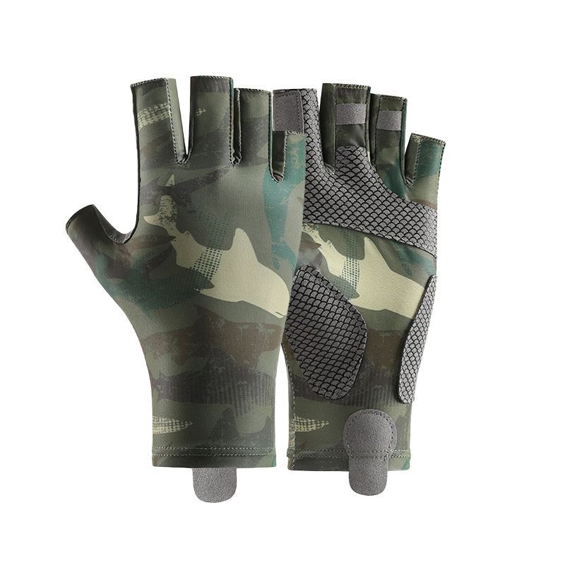 Gants de pêche en soie de glace pour homme de style mince d'été demi-doigt