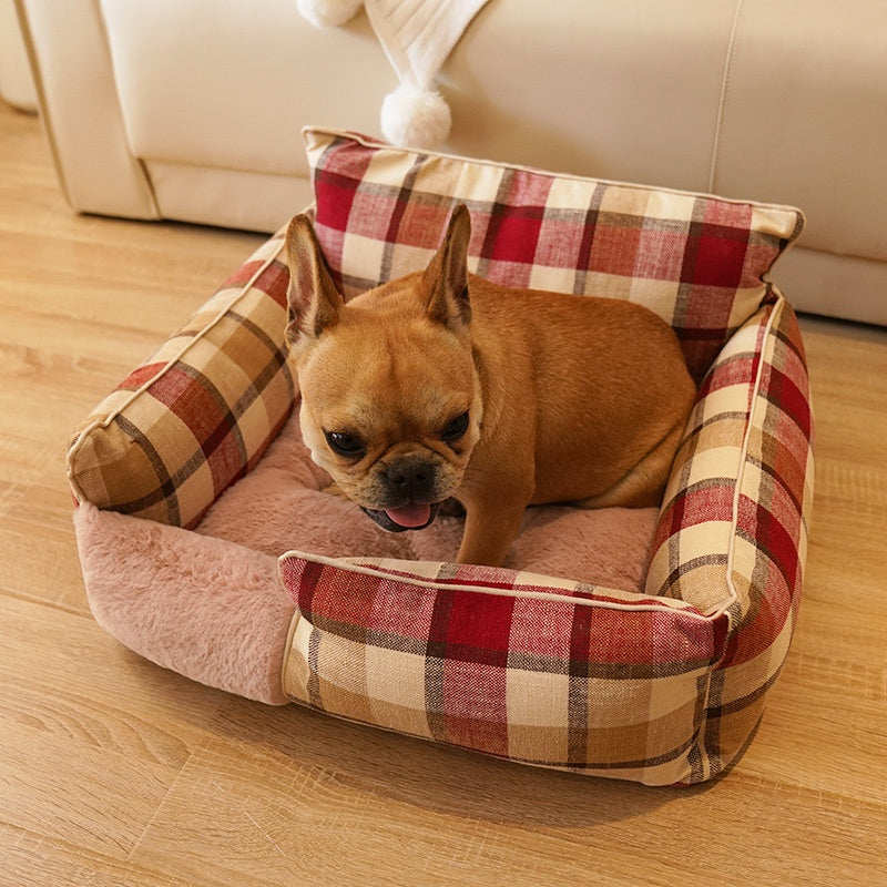 Lit pour animaux de compagnie lavable en toute saison Retro Plaid
