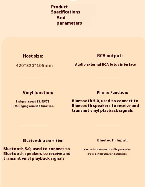 Lecteur d'enregistrement de vinyle Retro Bluetooth Audio intégré vieux jeu Phonograph Disc Piezoel