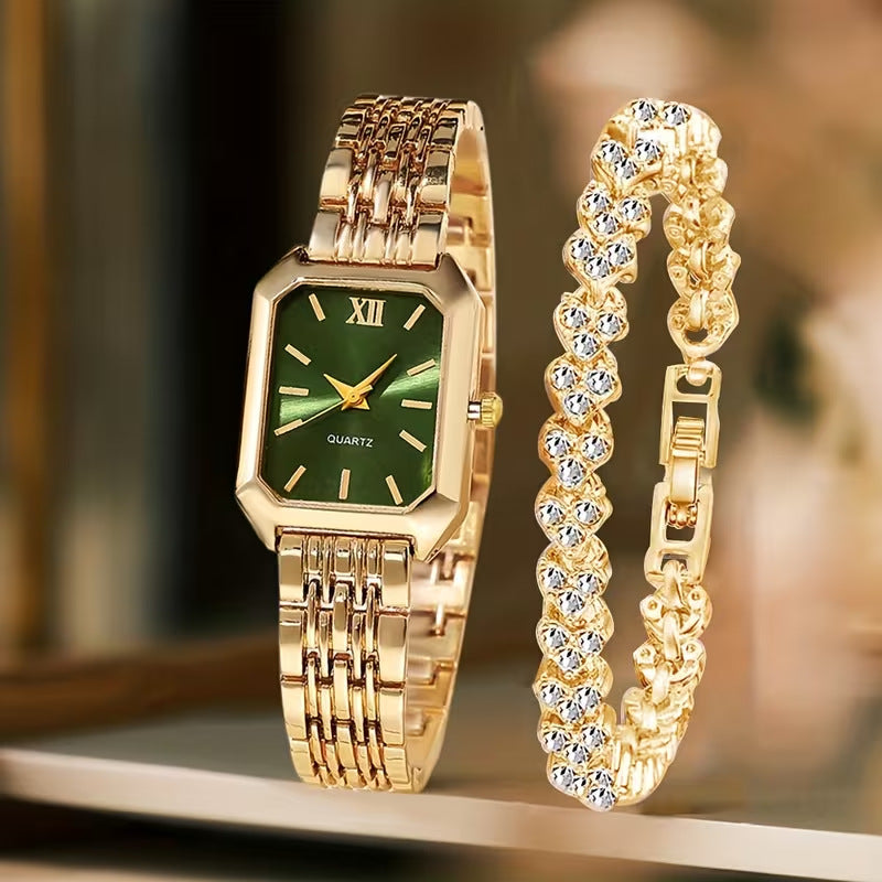 Ensemble de montres à quartz de forme carrée pour femmes