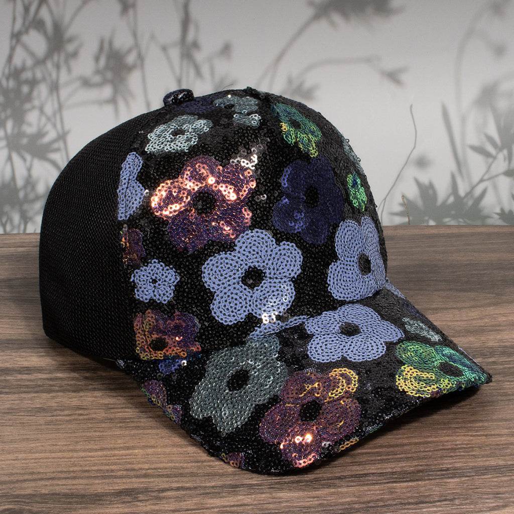 Femmes Retro Sequin Floral Patchwork Breathable Mesh Baseball Cap