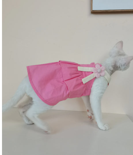 Sphynx Cat Robe d'été en coton avec des paillettes florales Accent
